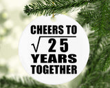 5th Anniversary Cheers To Square Root of 25 Years Together - Circle Ornament