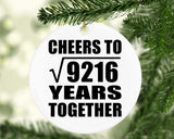 96th Anniversary Cheers To Square Root of 9216 Years Together - Circle Ornament