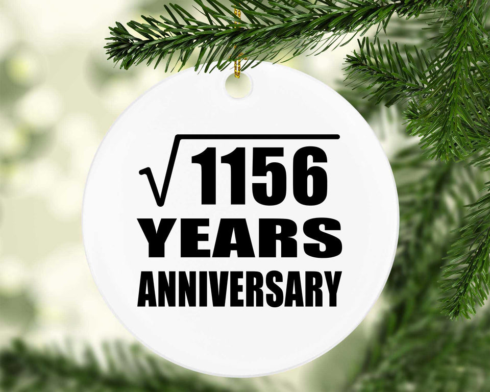34th Anniversary Square Root of 1156 Years Anniversary - Circle Ornament
