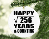 Happy 16th Anniversary Square Root of 256 Years & Counting - Circle Ornament