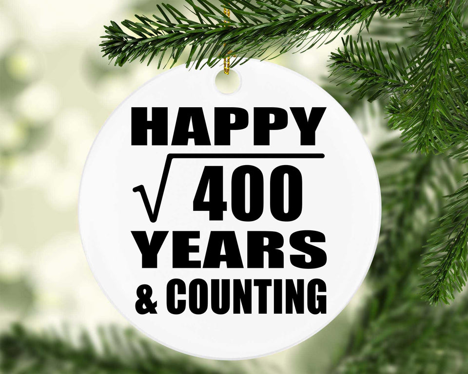 Happy 20th Anniversary Square Root of 400 Years & Counting - Circle Ornament
