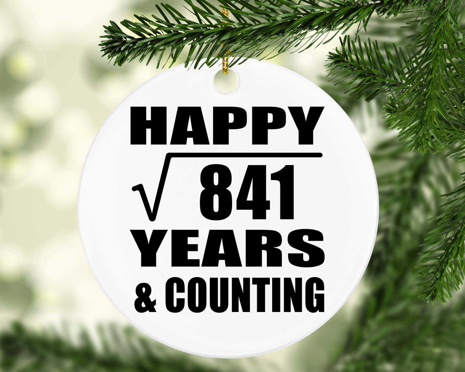 Happy 29th Anniversary Square Root of 841 Years & Counting - Circle Ornament