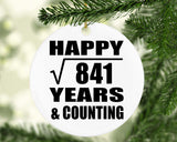 Happy 29th Anniversary Square Root of 841 Years & Counting - Circle Ornament