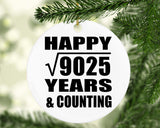 Happy 95th Anniversary Square Root of 9025 Years & Counting - Circle Ornament
