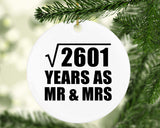 51st Anniversary Square Root of 2601 Years As Mr & Mrs - Circle Ornament