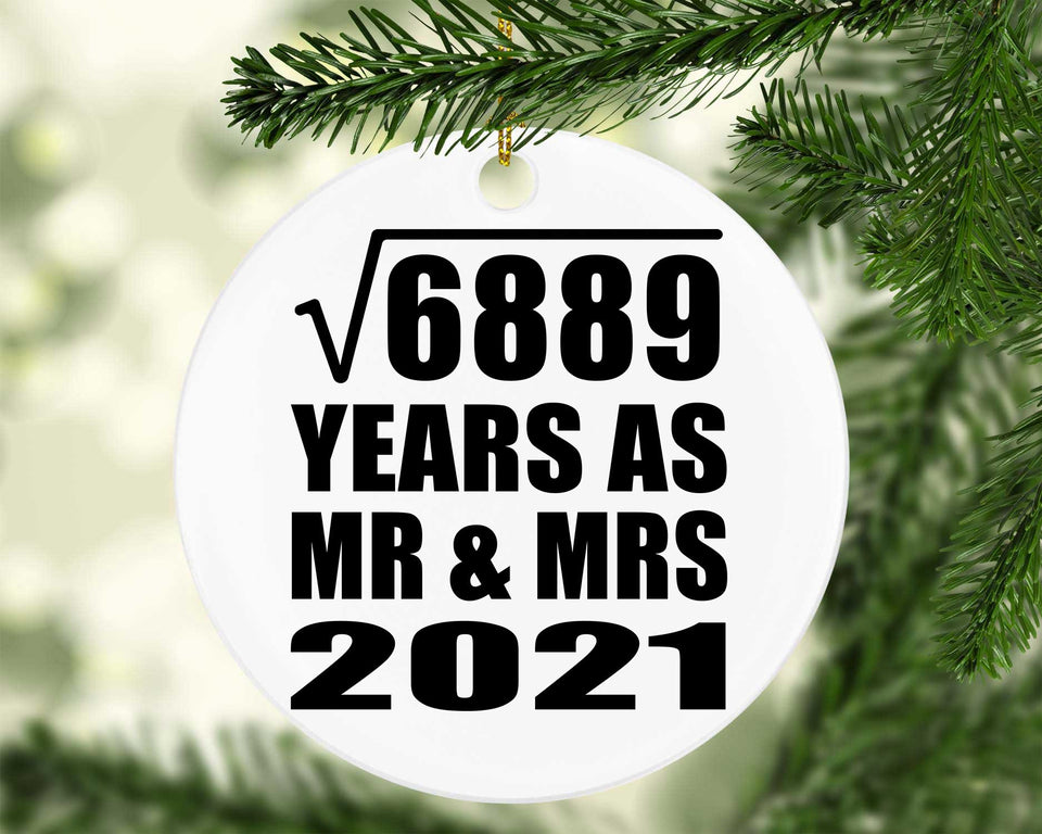 83rd Anniversary Square Root of 6889 Years As Mr & Mrs 2021 - Circle Ornament