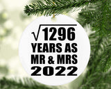 36th Anniversary Square Root of 1296 Years As Mr & Mrs 2022 - Circle Ornament
