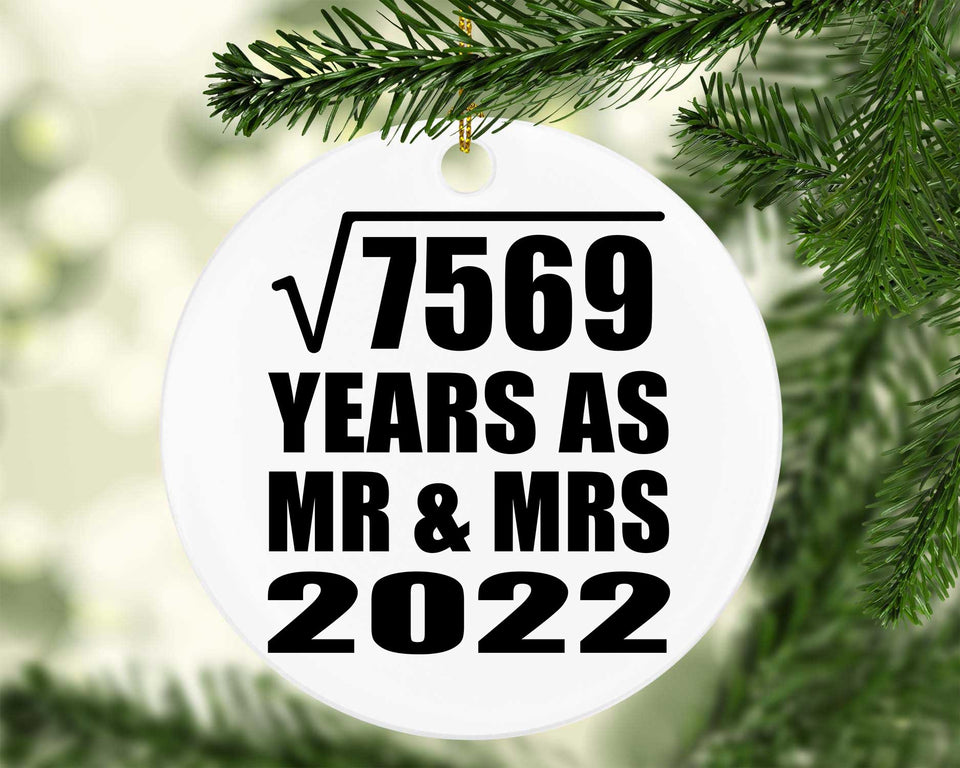 87th Anniversary Square Root of 7569 Years As Mr & Mrs 2022 - Circle Ornament