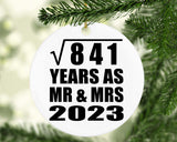 29th Anniversary Square Root of 841 Years As Mr & Mrs 2023 - Circle Ornament