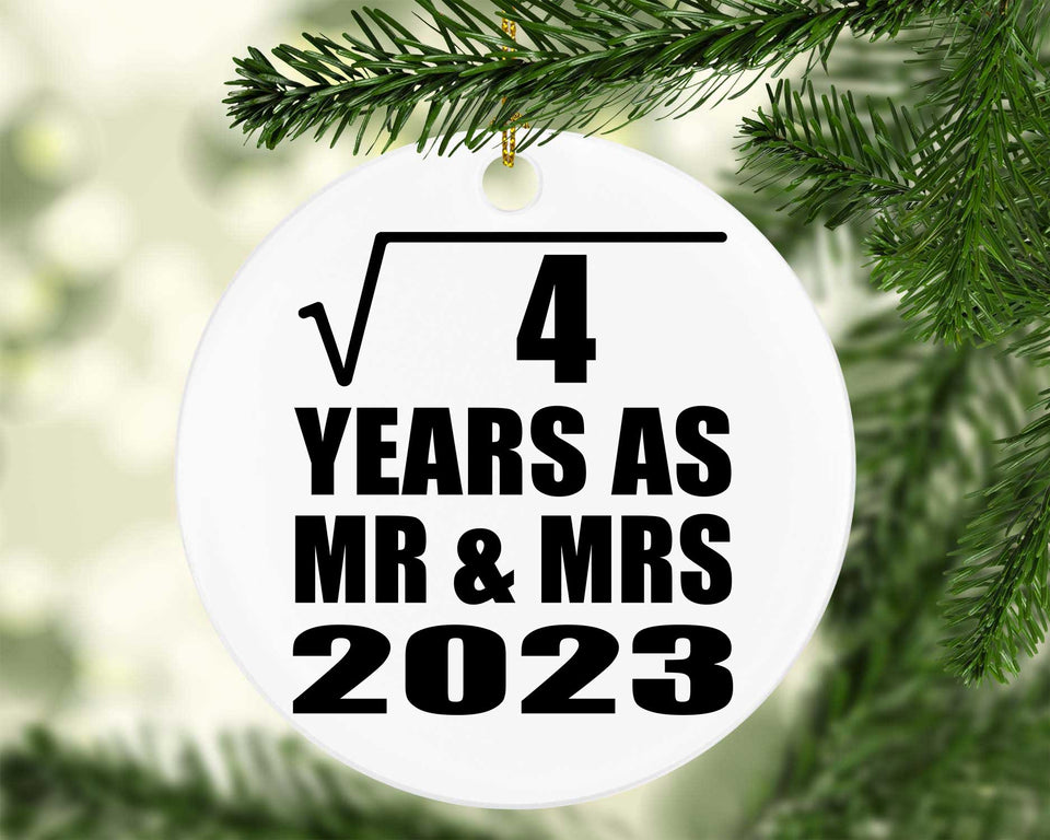 2nd Anniversary Square Root of 4 Years As Mr & Mrs 2023 - Circle Ornament