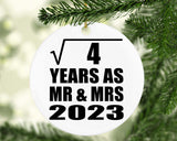 2nd Anniversary Square Root of 4 Years As Mr & Mrs 2023 - Circle Ornament