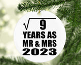 3rd Anniversary Square Root of 9 Years As Mr & Mrs 2023 - Circle Ornament