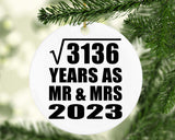 56th Anniversary Square Root of 3136 Years As Mr & Mrs 2023 - Circle Ornament