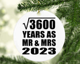 60th Anniversary Square Root of 3600 Years As Mr & Mrs 2023 - Circle Ornament