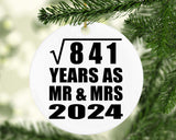 29th Anniversary Square Root of 841 Years As Mr & Mrs 2024 - Circle Ornament
