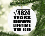 68th Anniversary Square Root of 4624 Years Lifetime To Go - Circle Ornament