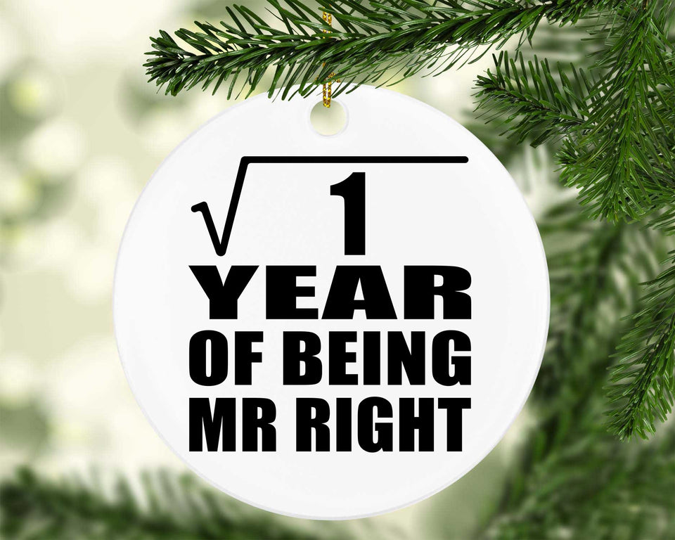 1st Anniversary Square Root of 1 Year of Being Mr Right - Circle Ornament