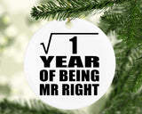 1st Anniversary Square Root of 1 Year of Being Mr Right - Circle Ornament