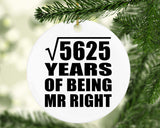 75th Anniversary Square Root of 5625 Years of Being Mr Right - Circle Ornament