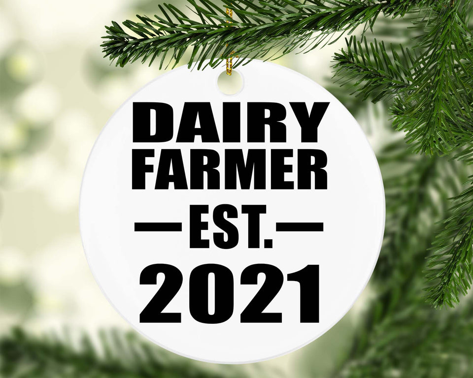 Dairy Farmer Established EST. 2021 - Circle Ornament