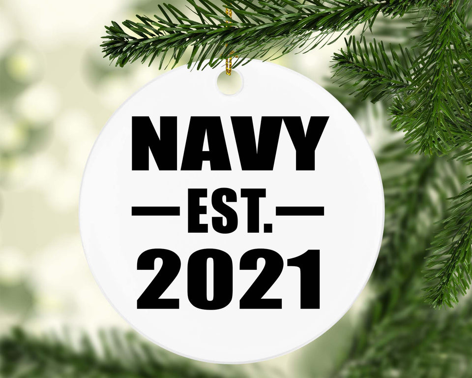 Navy Established EST. 2021 - Circle Ornament