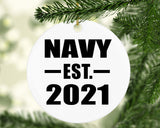 Navy Established EST. 2021 - Circle Ornament