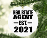 Real Estate Agent Established EST. 2021 - Circle Ornament