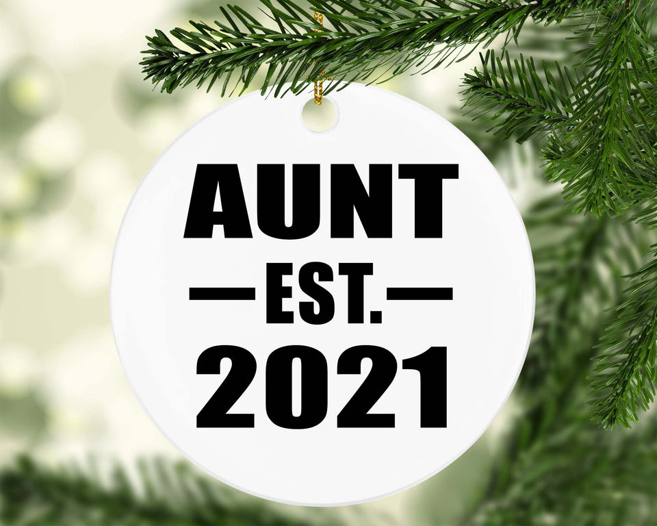 Aunt Established EST. 2021 - Circle Ornament