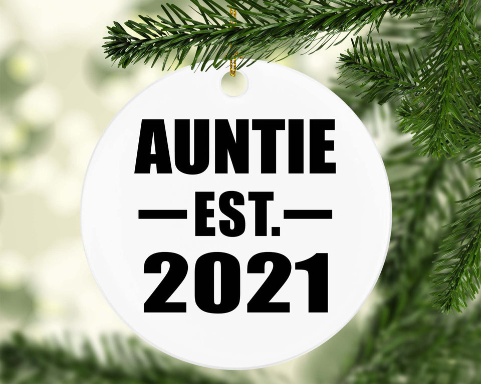 Auntie Established EST. 2021 - Circle Ornament
