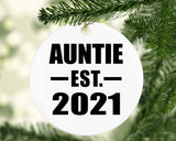Auntie Established EST. 2021 - Circle Ornament