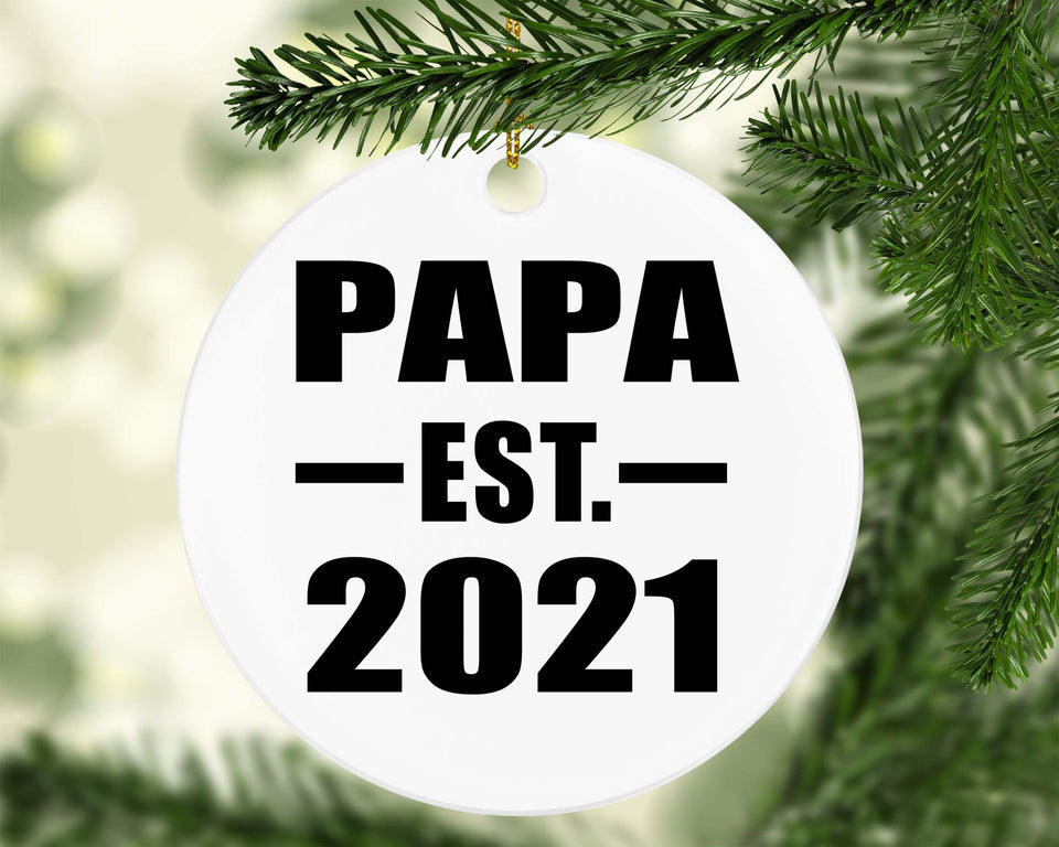 Papa Established EST. 2021 - Circle Ornament