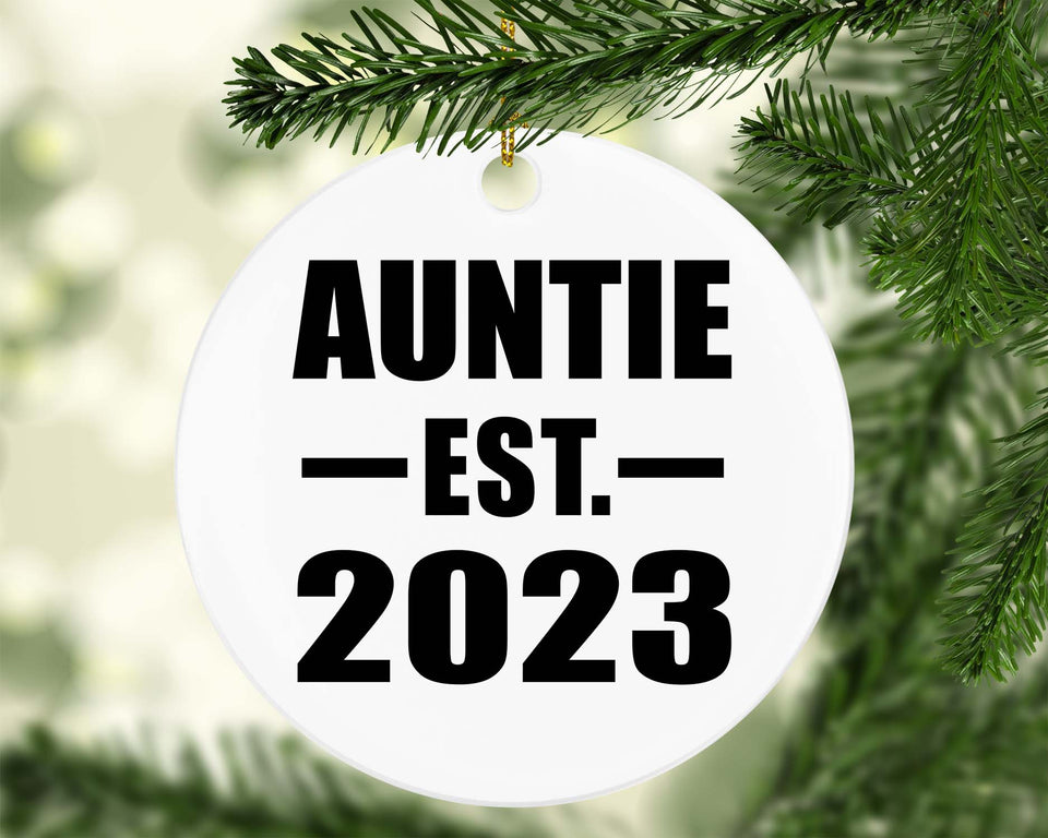 Auntie Established EST. 2023 - Circle Ornament
