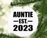 Auntie Established EST. 2023 - Circle Ornament