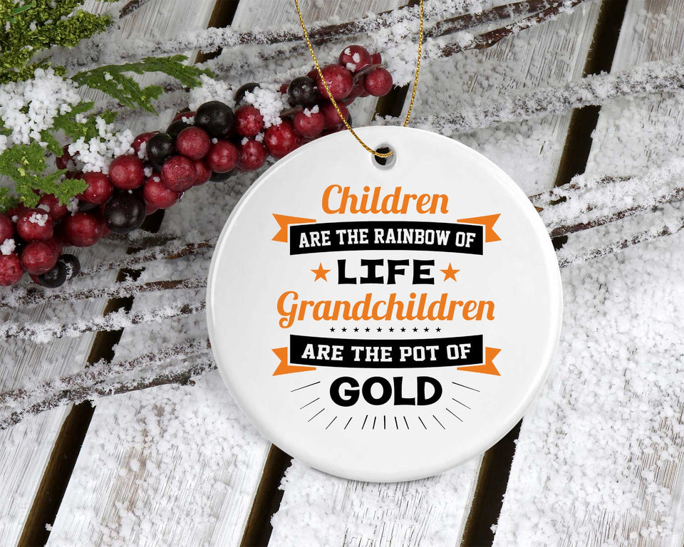 Children Are Rainbow Of Life, Grandchildren Are Pot Of Gold - Circle Ornament