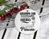 Grandpa & Granddaughter, He is Her Hero, She is His Princess - Circle Ornament