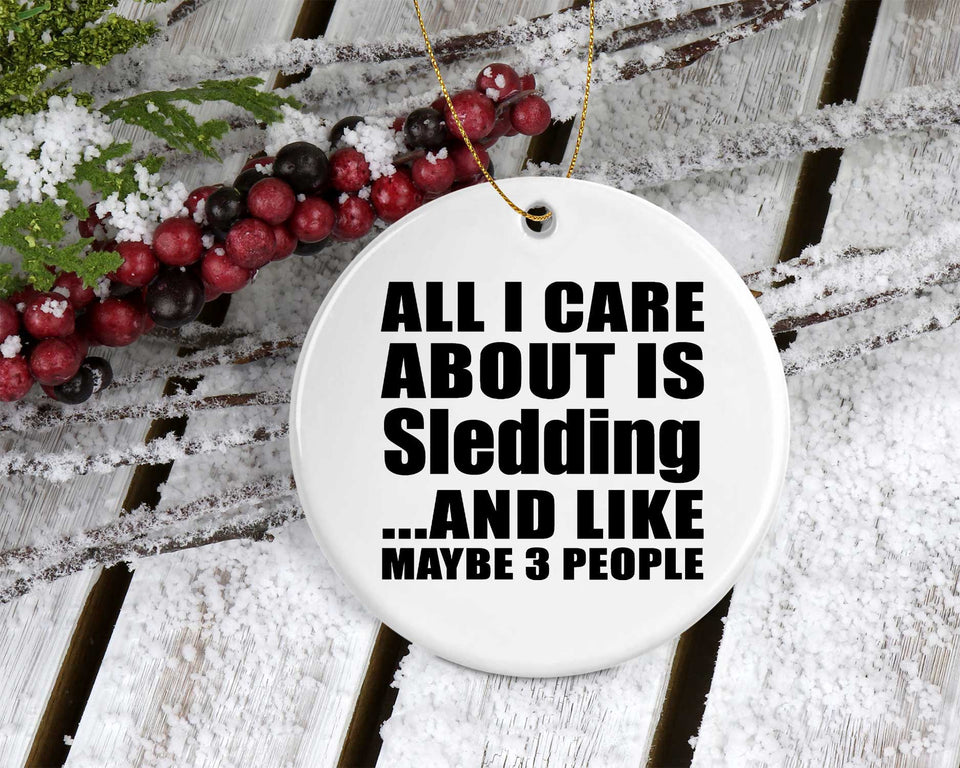 All I Care About Is Sledding - Circle Ornament