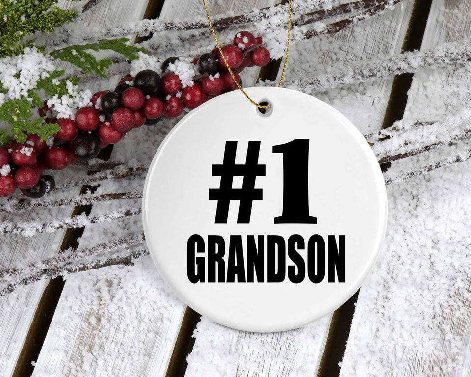 Number One #1 Grandson - Circle Ornament