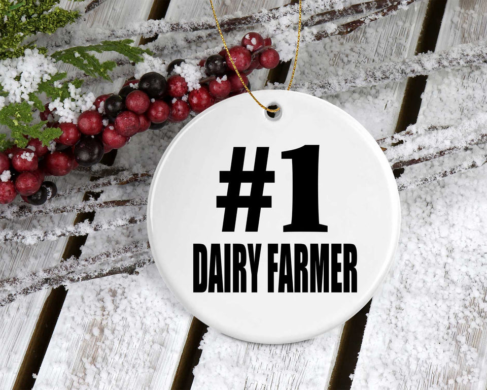 Number One #1 Dairy Farmer - Circle Ornament
