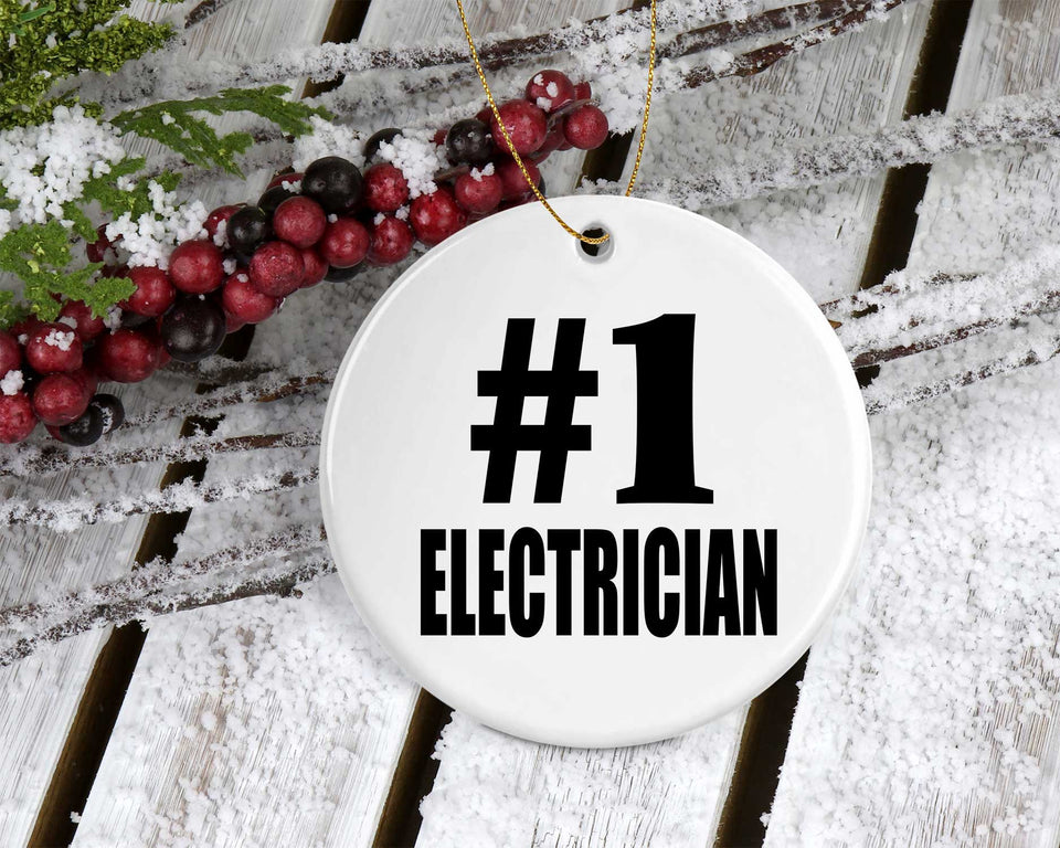 Number One #1 Electrician - Circle Ornament