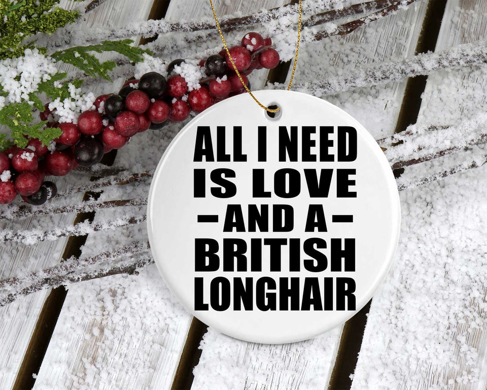 All I Need Is Love And A British Longhair - Circle Ornament
