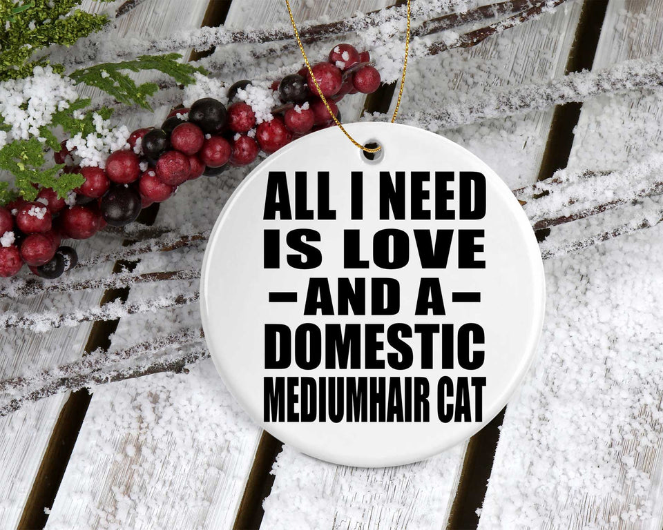 All I Need Is Love And A Domestic Mediumhair Cat - Circle Ornament