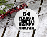 Happy 64th Anniversary 64 Years & Counting - Circle Ornament