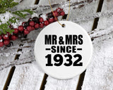 92nd Anniversary Mr & Mrs Since 1932 - Circle Ornament