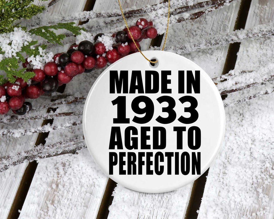 91st Birthday Made In 1933 Aged to Perfection - Circle Ornament