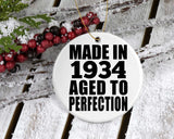 90th Birthday Made In 1934 Aged to Perfection - Circle Ornament