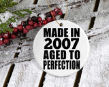 17th Birthday Made In 2007 Aged to Perfection - Circle Ornament