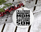 Proud Conservationist Mom Of Awesome Son - Circle Ornament