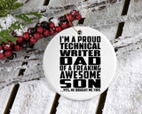 Proud Technical Writer Dad Of Awesome Son - Circle Ornament