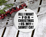All I Want For Christmas Is My Sawet Cat - Circle Ornament