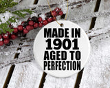 123rd Birthday Made In 1901 Aged To Perfection - Circle Ornament